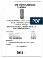 Informe de F. Vegetal N°1 Efecto de La Luz en La Germinación de Semillas de Lechuga