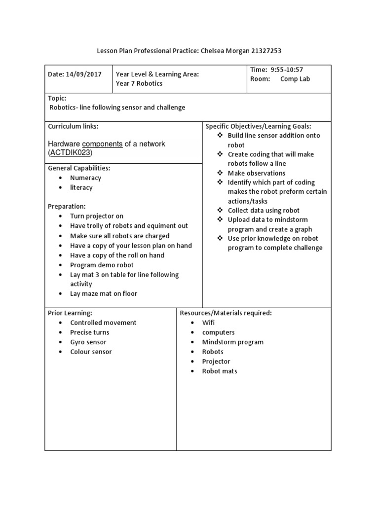 Lesson 25 Robotics Colour Sensor Pdf Robot Robotics