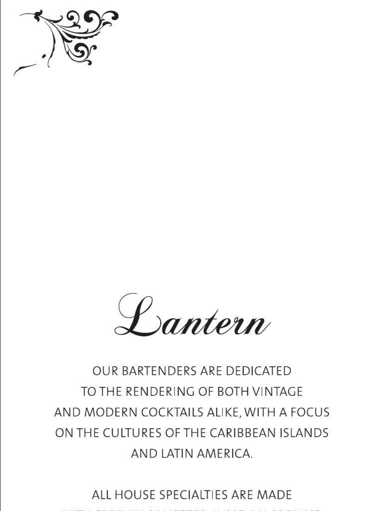 Lantern Bar Menu | PDF | Drink | Foods