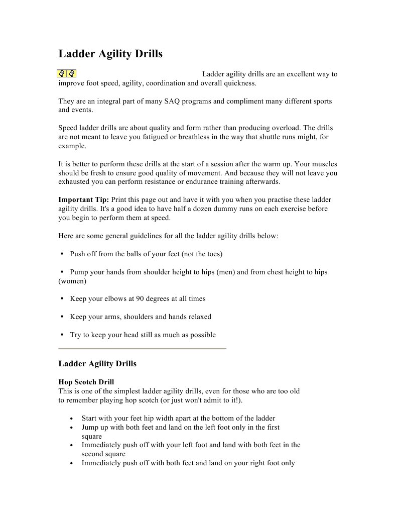 Ladder Agility Drills PDF Hobbies Sports