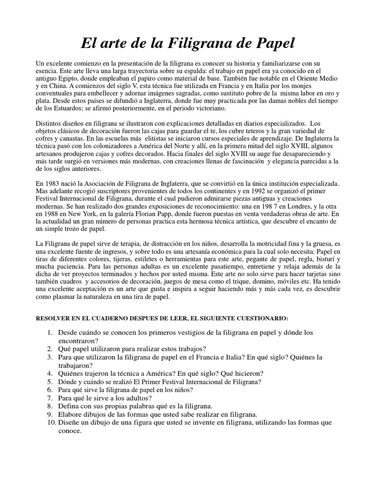 Historia y Práctica de la Filigrana | PDF | Artes (general)