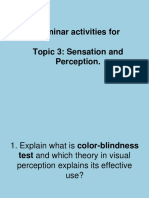 Seminar Activities For Topic 3: Sensation and Perception