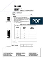 Muka Hadapan Kertas Peperiksaan PT1 Sains