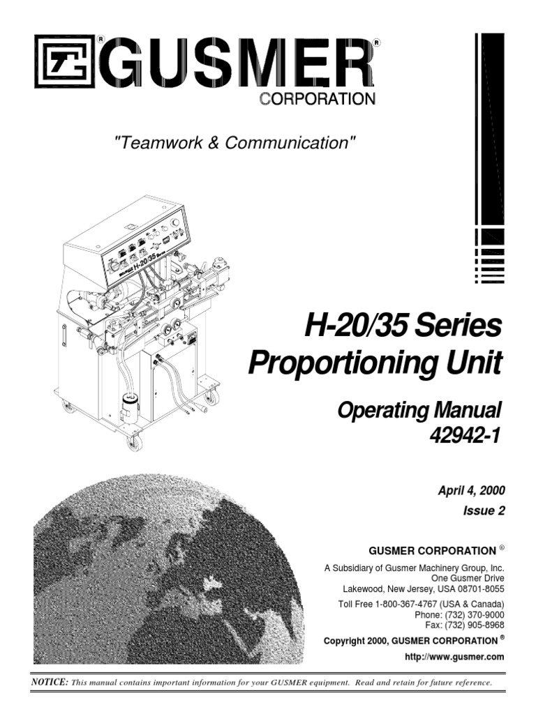 プレステ Manual de Operacion Aplicador de Poliuretano Gusmer 42942-1 | PDF