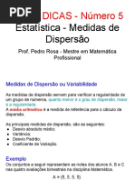 Dica ENEM 5 - Estatística Medidas de Dispersão
