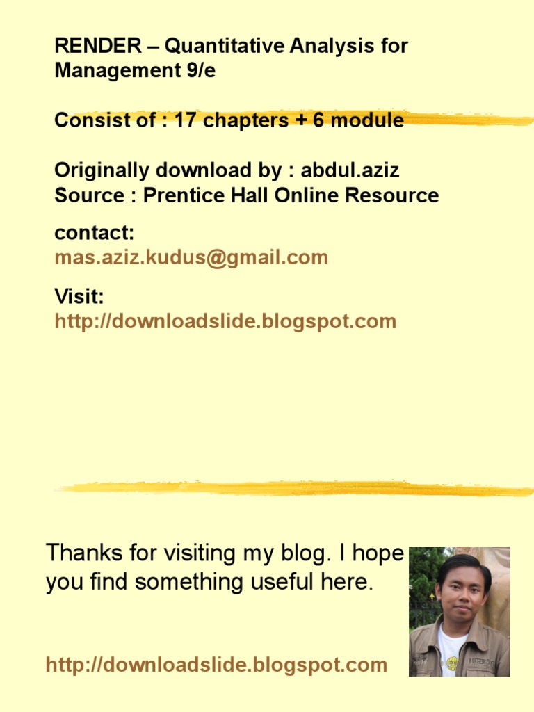 Quantitative Analysis for Management 9/e | PDF