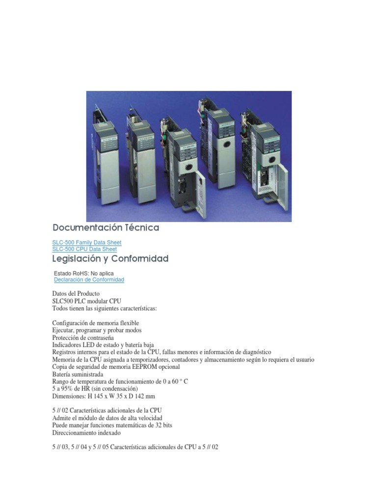 Documentación Técnica PLC SLC 5 04 CPU | PDF