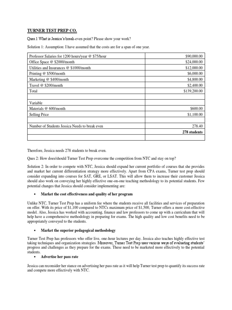 Turner Test Prep: Strategies for Growth | PDF | Test (Assessment ...