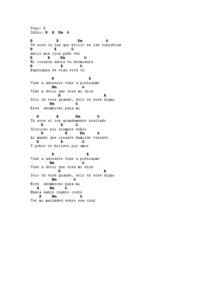 Tono Vine Adorarte Acorde Musica Notacion Musical