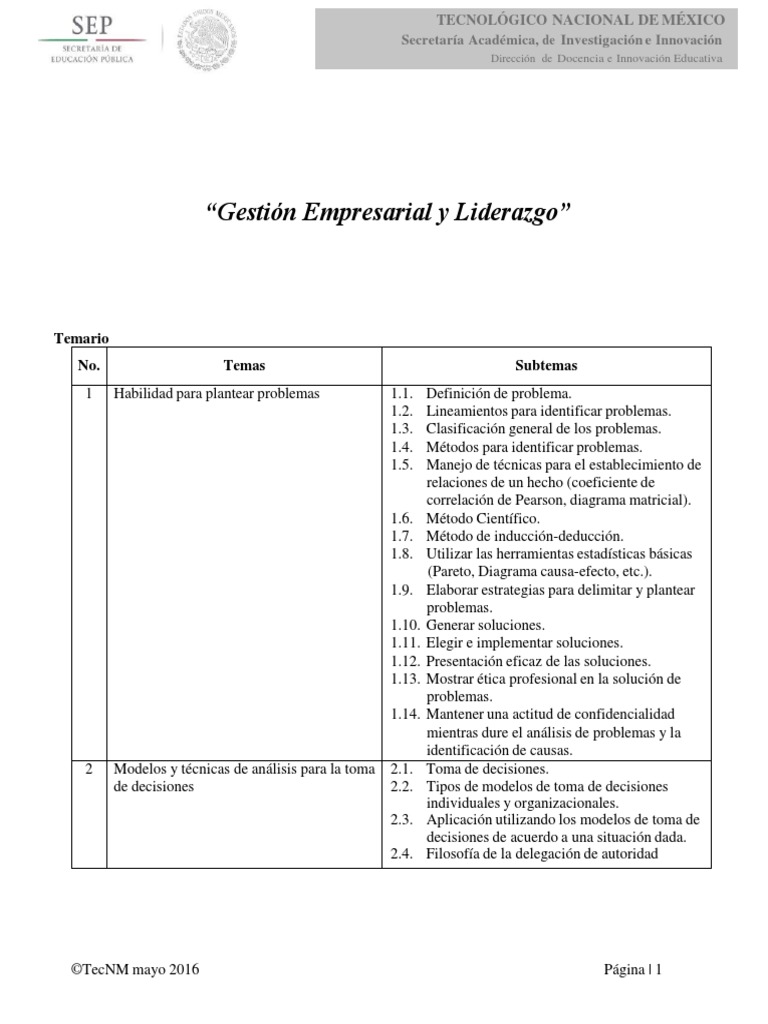 Gestión Empresarial y Liderazgo | PDF | Liderazgo | Toma de decisiones