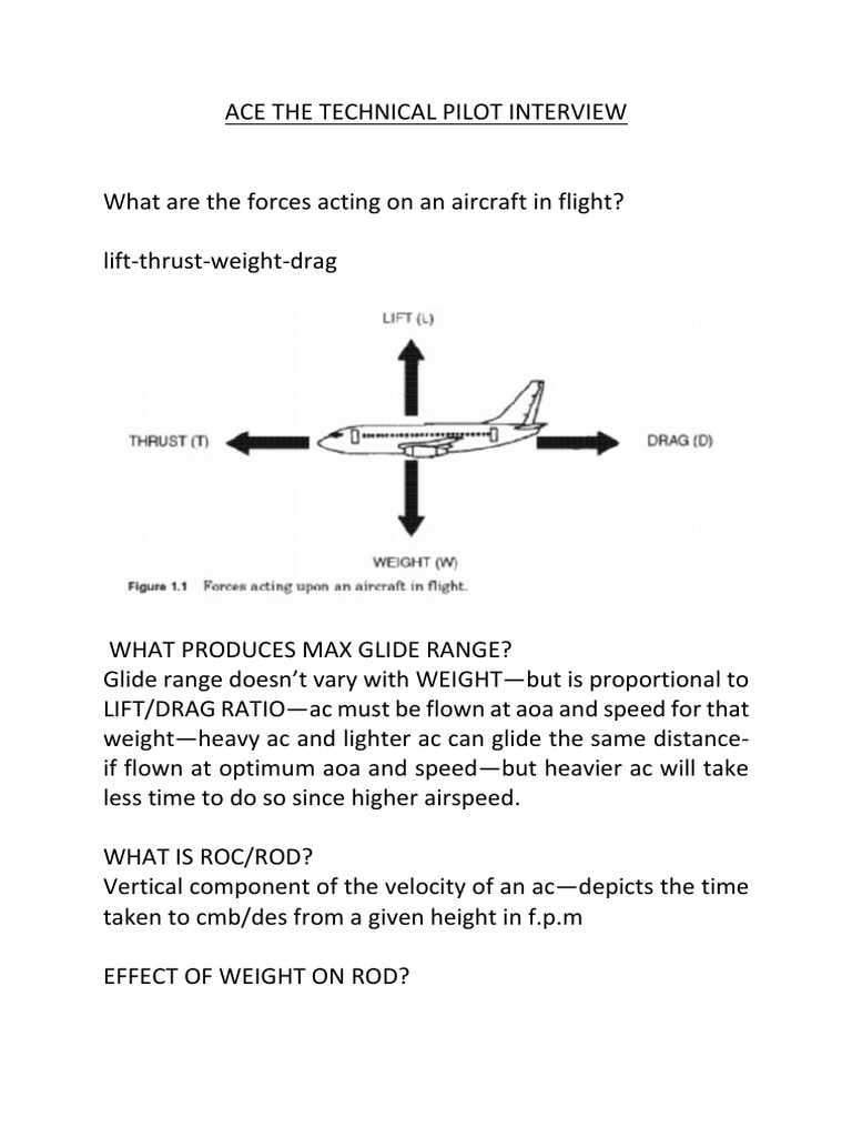 Ace The Technical Pilot Interview Pdf Lift Force Wing