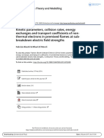 Kinetic Parameters Collision Rates Energy Exchanges and Transport Coefficients of Non Thermal Electrons in Premixed Flames at Sub Breakdown Electric