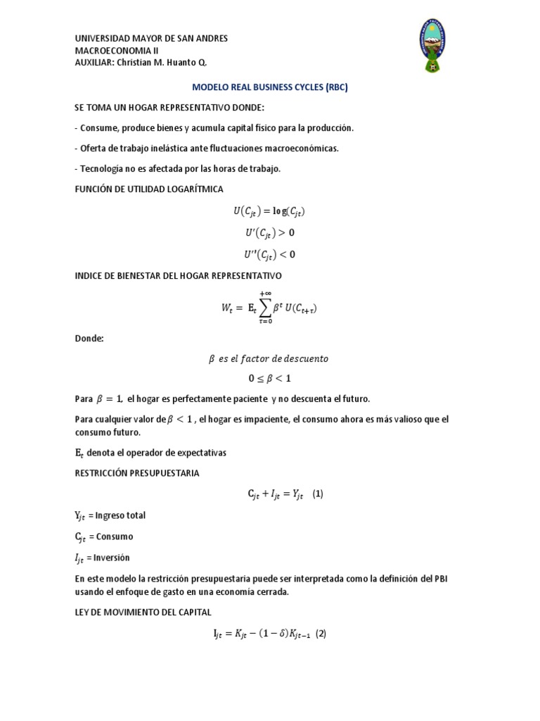Modelo Real Business Cycles RBC | PDF | Macroeconómica | Ecuaciones