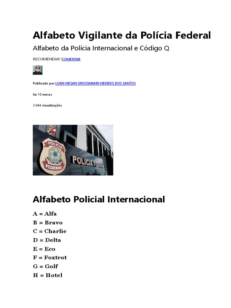 Alfabeto Policial e Código Q | PDF | Entretenimento (geral)