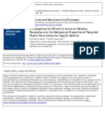 Investigating The Effects of Injection Molding Parameters On The Mechanical Properties of Recycled Plastic Parts Using The Taguchi Method