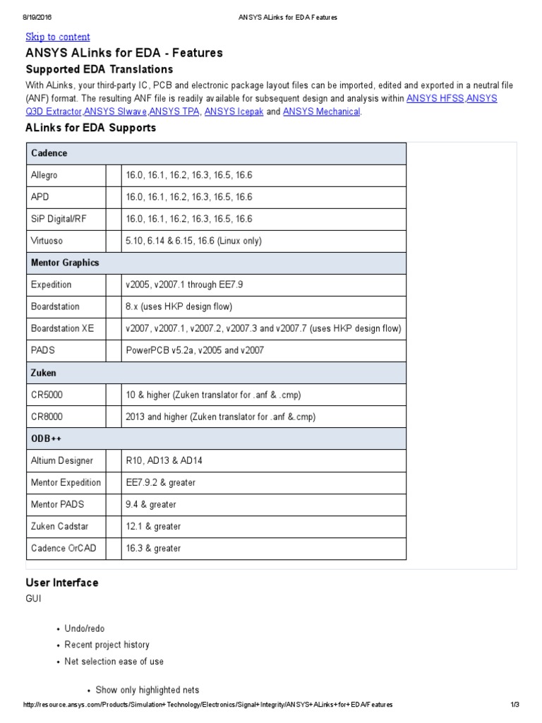 ANSYS ALinks EDA Features Overview | PDF | Spice | Electronic Design ...