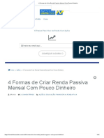 4 Formas de Criar Renda Passiva Mensal Com Pouco Dinheiro