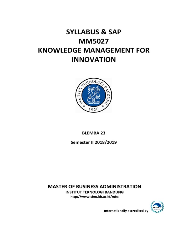 Knowledge Management for Innovation Syllabus | PDF | Strategic ...