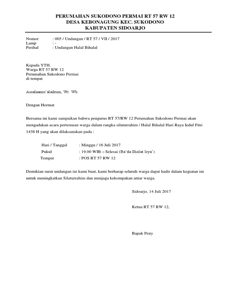 98 Contoh Surat Undangan Acara Halal Bihalal Gratis Terbaik