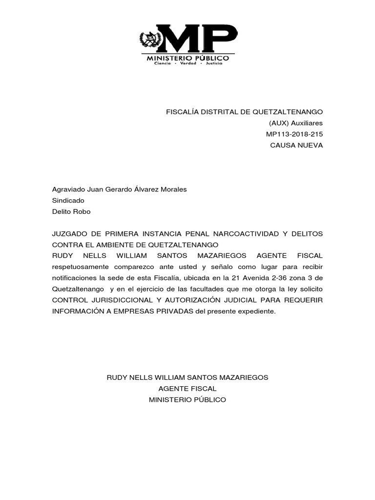 Fiscalia Distrital De Quetzaltenango Fiscal Esfera Publica
