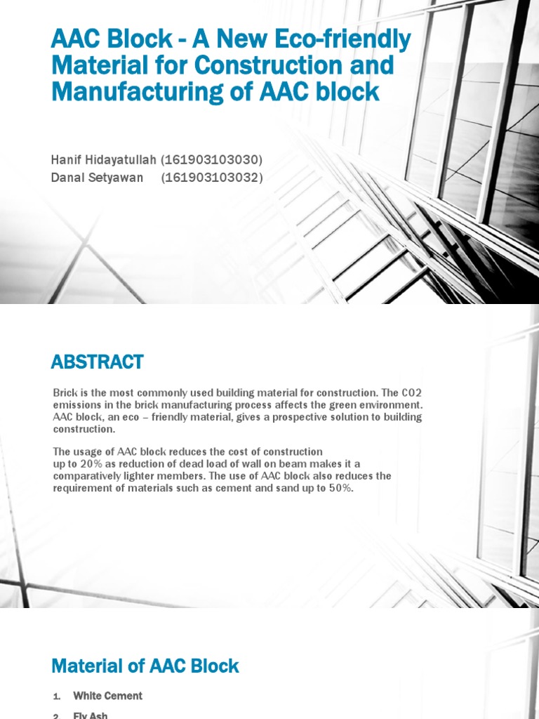 AAC Block - A New Eco-Friendly Material For | PDF | Brick | Fly Ash
