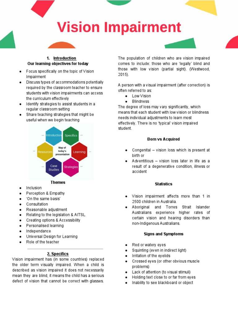 Teaching Strategies for Vision Impairment | PDF | Visual Impairment ...