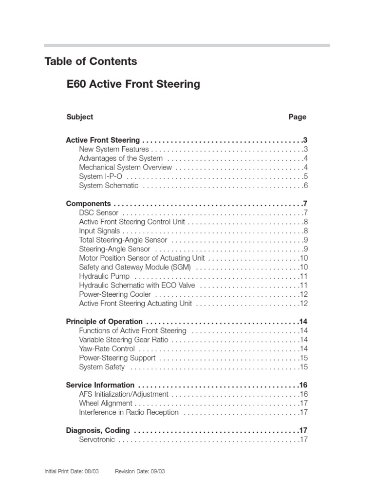 06 - E60 Active Front Steering | Download Free PDF | Steering