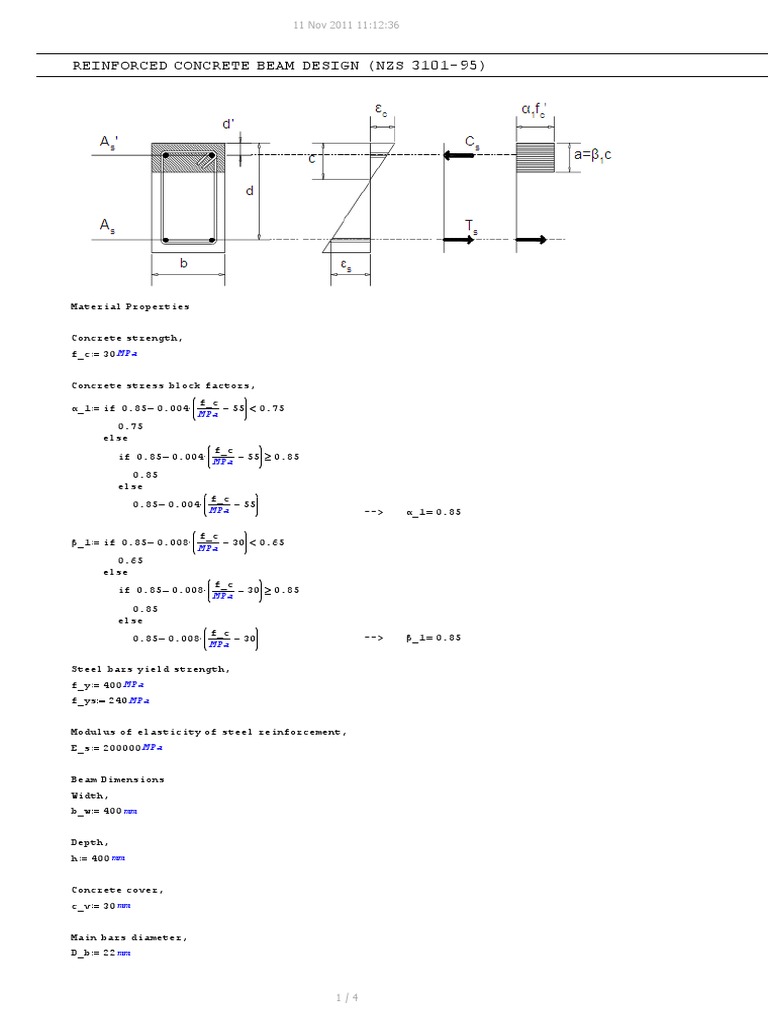 RCBeam Design NZS3101 | PDF | Strength Of Materials | Beam (Structure)