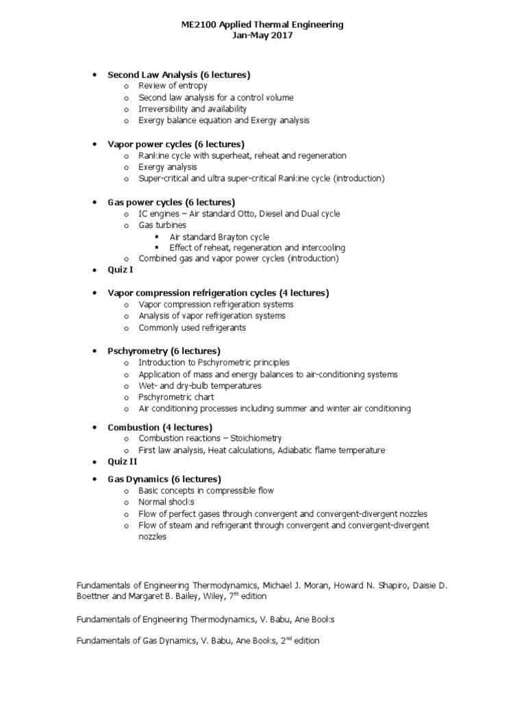 ME2100 Applied Thermal Engineering Overview | PDF