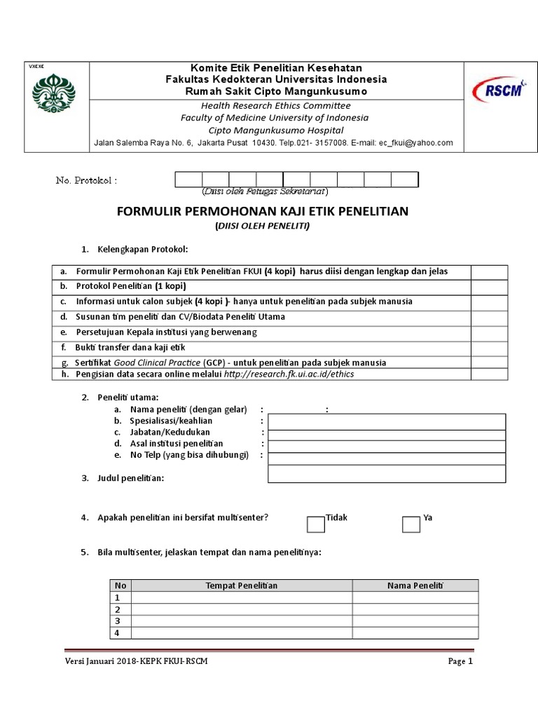 Komite Etik Penelitian Kesehatan FKUI | PDF