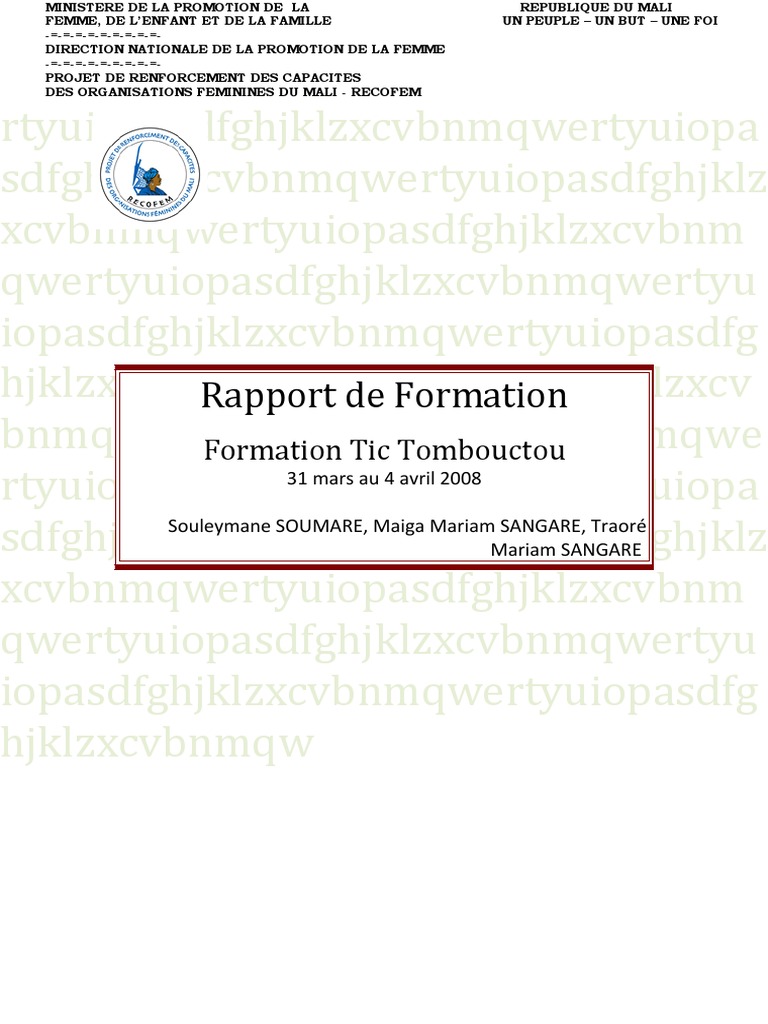 Rapport Modéle  Microsoft Word  Microsoft Excel