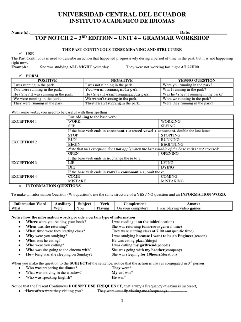 Unit 4 Top Notch 2 Updated PDF Question Onomastics