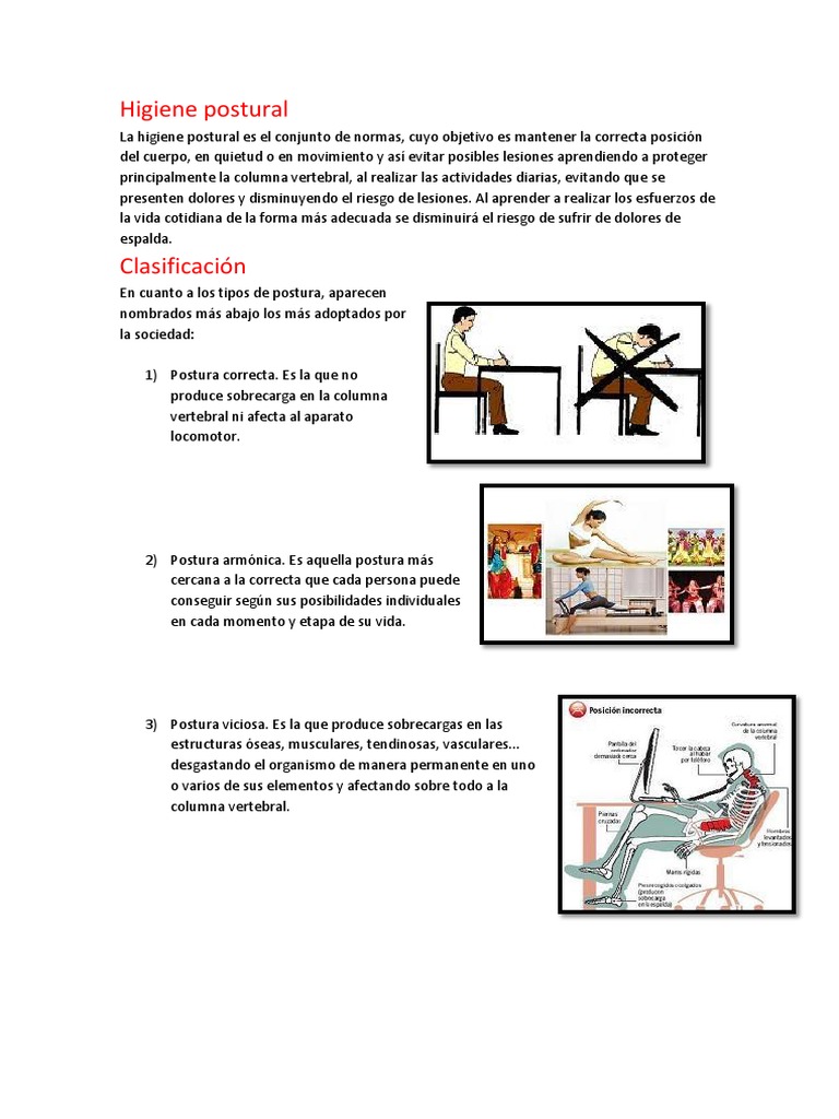 Higiene Postural | PDF | Dolor lumbar | La columna vertebral