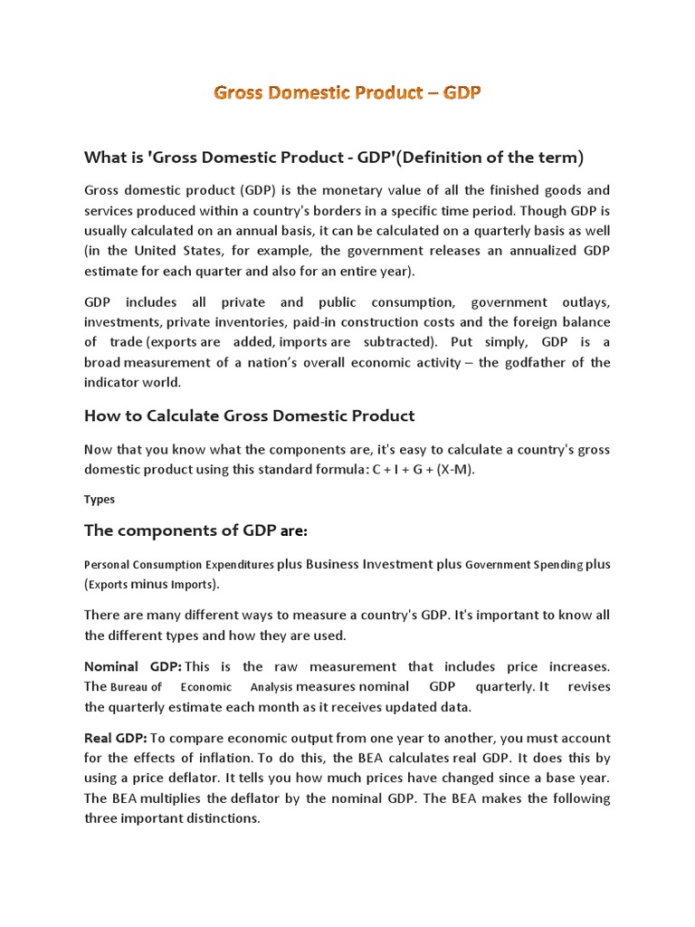 GDP Explained for Economists | PDF | Gross Domestic Product | Measures ...