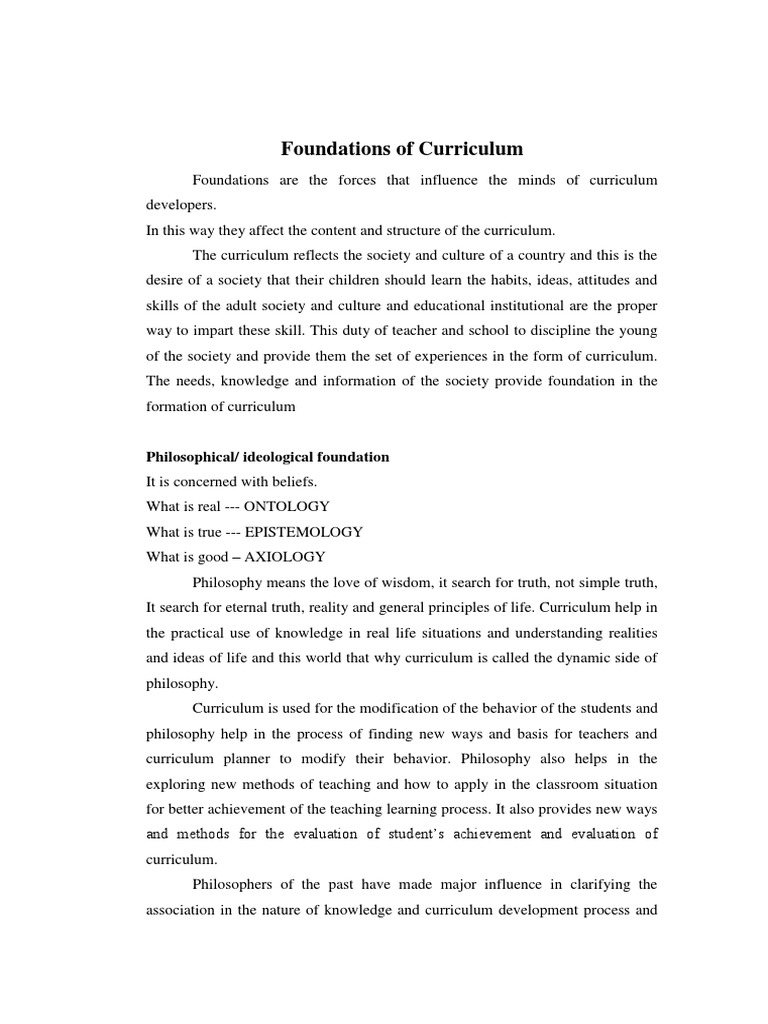 Foundations of Curriculum Development | PDF | Curriculum | Psychology