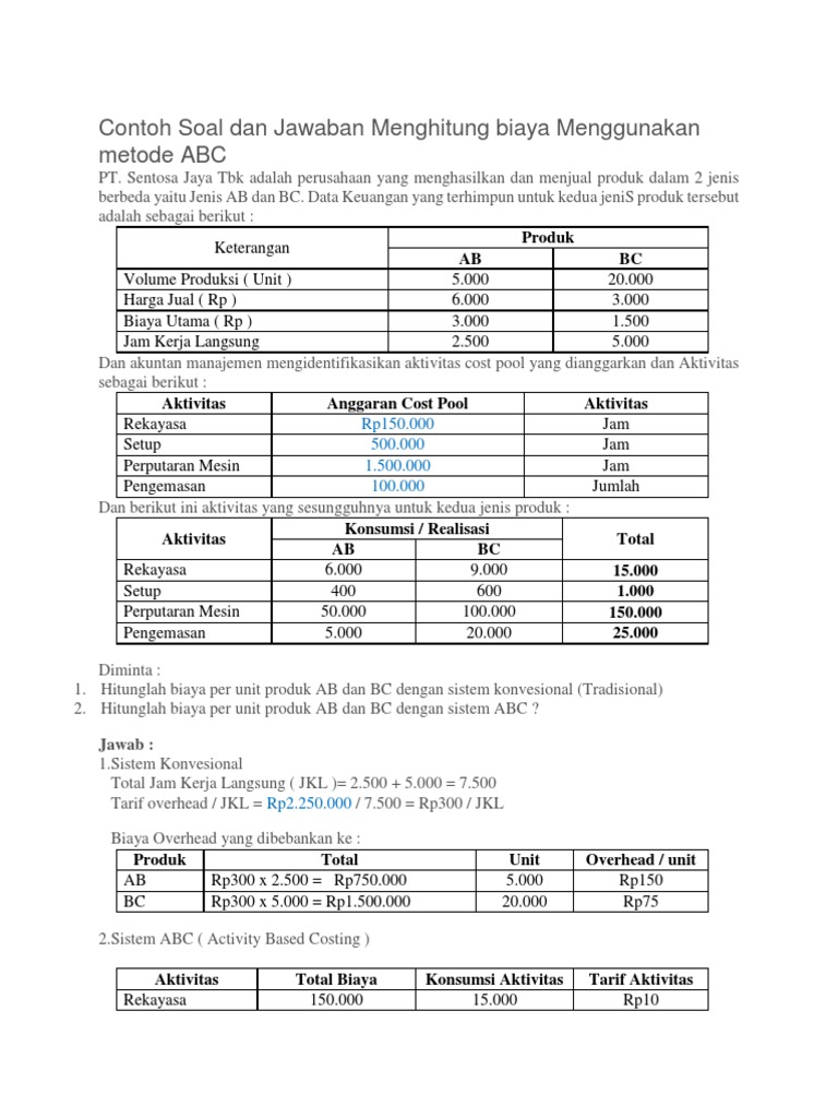 Contoh Soal Dan Jawaban Aktifitas Overhead - Jawaban Buku
