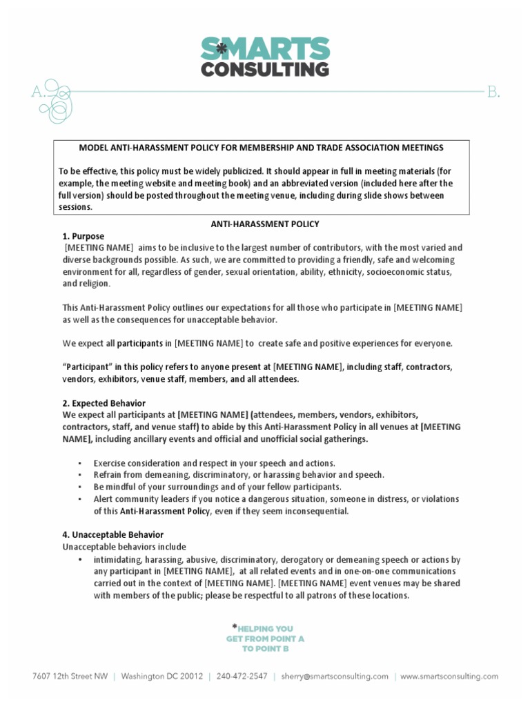 BOT Sample AntiHarassment Policy | PDF | Harassment | Social Institutions
