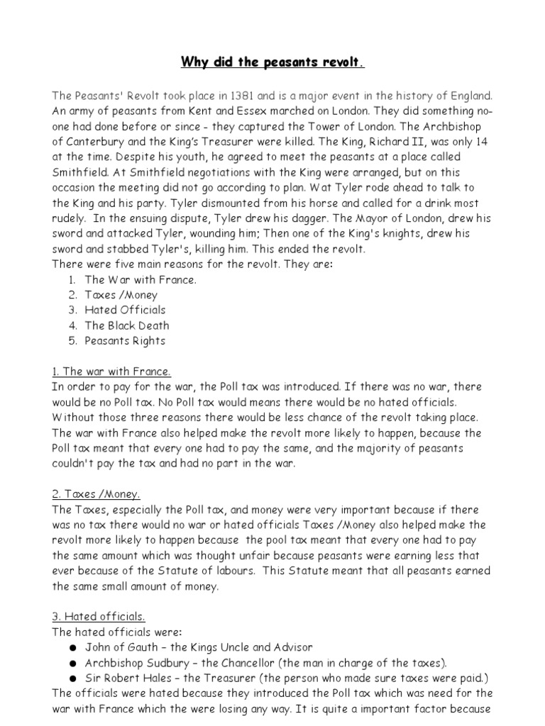 Who was the leader of the peasants' revolt image