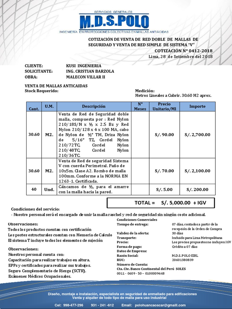 cotizacion Tecnología e ingeniería Negocios