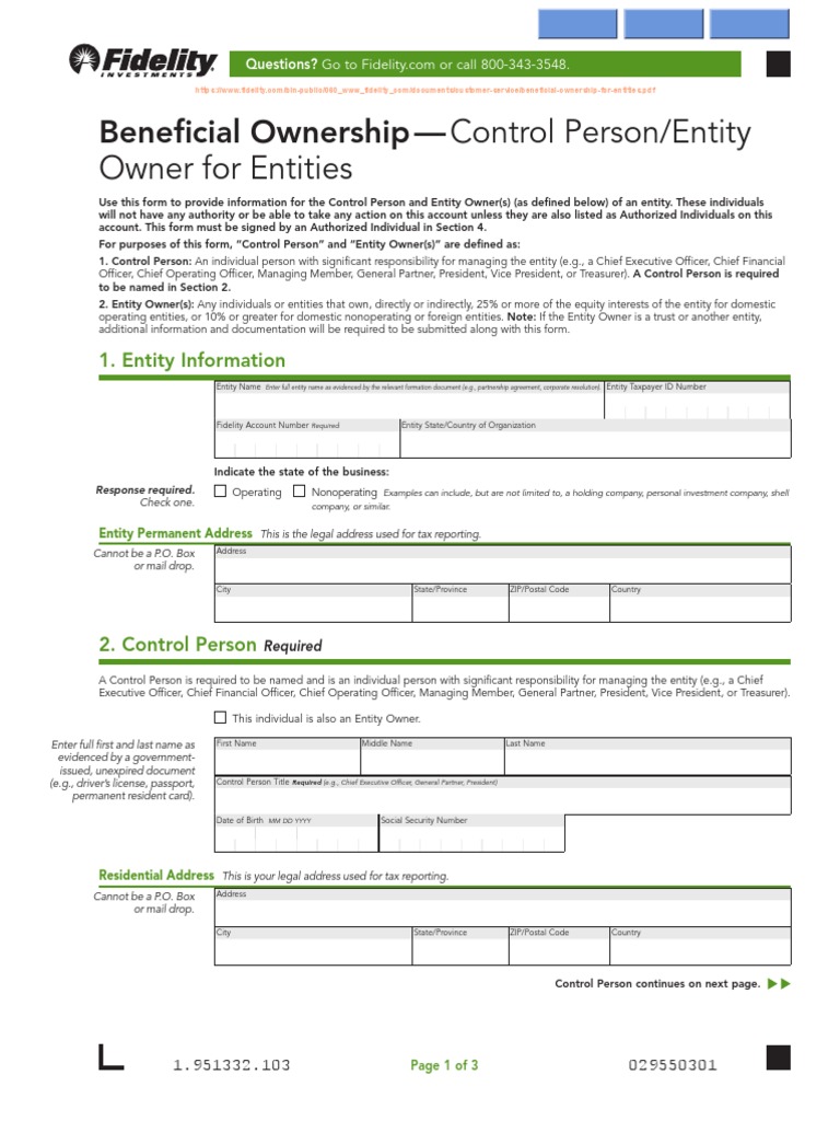 Beneficial Ownership For Entities Control Person Fidelity Download