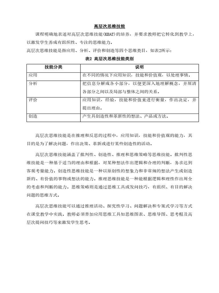 高层次思维技能 Pdf
