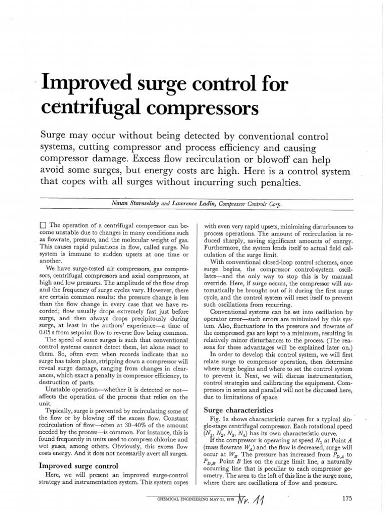 Staroselsky - Improved Surge Control For Centrifugal Compressors | PDF