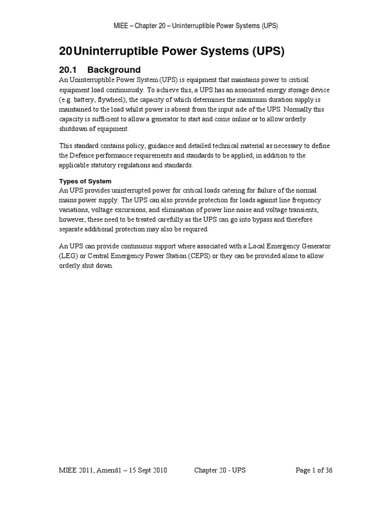 Uninterruptible Power Systems Overview | PDF | Power Supply | Battery ...