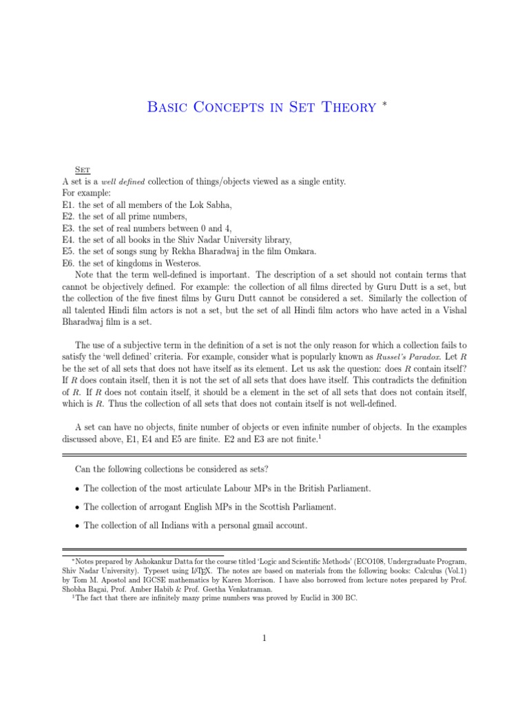 1 Set Theory Set Mathematics Numbers - 