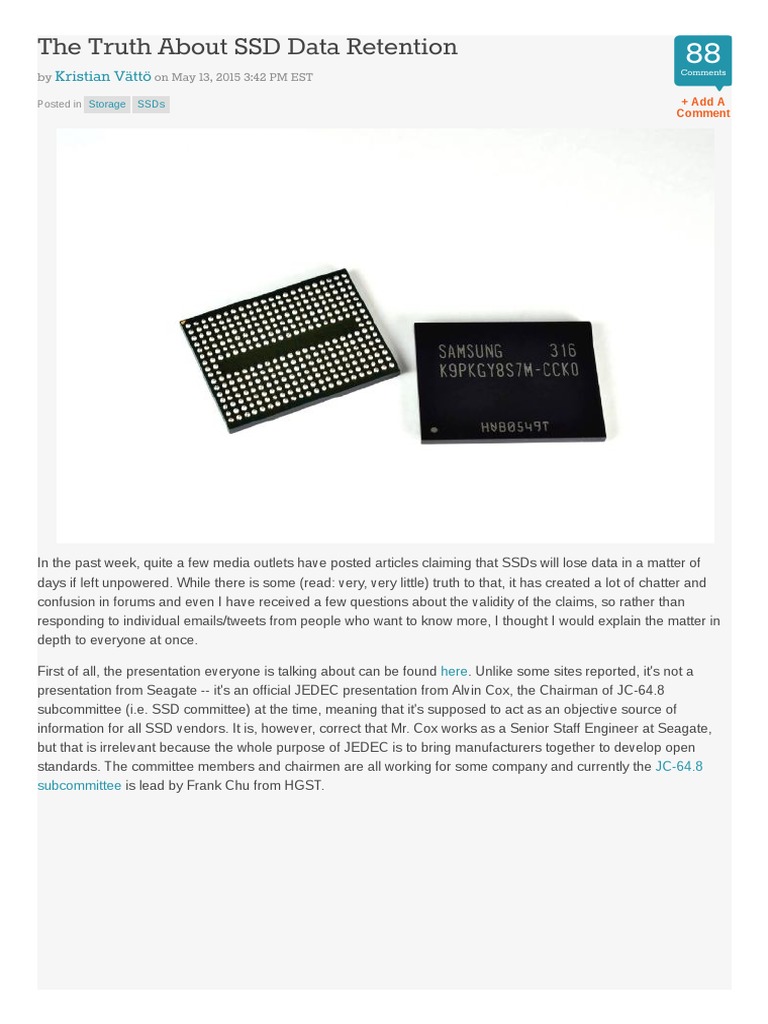 The Truth About SSD Data Retention | PDF | Solid State Drive | Computer ...