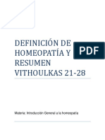 Definición de Homeopatía y Resumen Vithoulkas 21-28