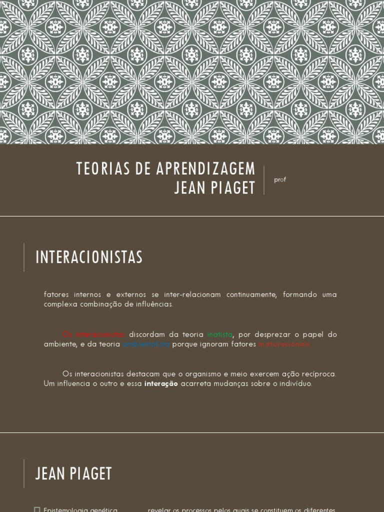 Teorias de Aprendizagem de Piaget | PDF | Aprendizado | Conhecimento