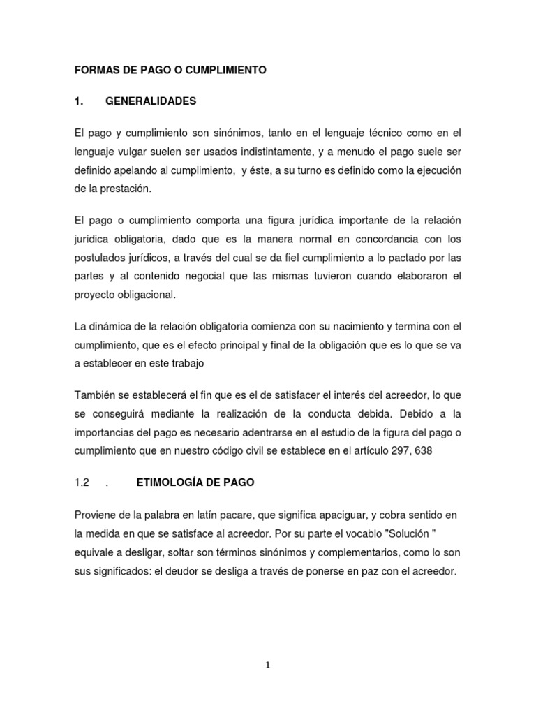 Formas de Pago y Cumplimiento Jurídico | PDF | Pagos | Subrogación