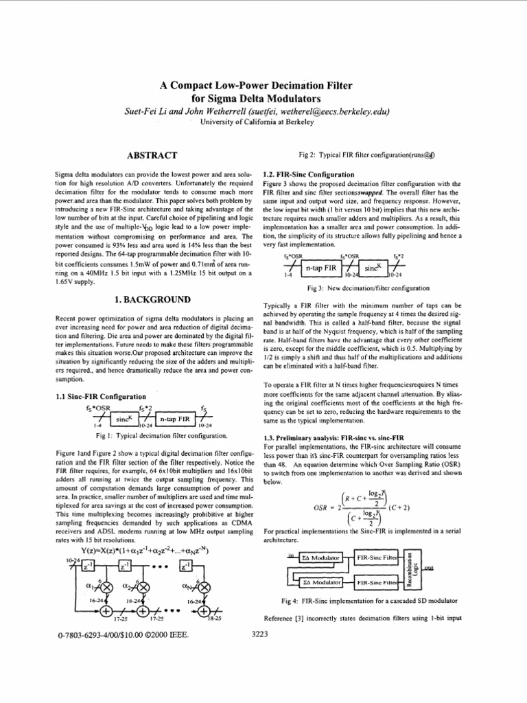 Low-Power Decimation Filter Design | PDF | Filter (Signal Processing ...