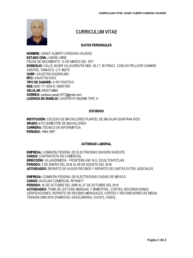 CV de Sandy Alberti Cardosa Valadez | PDF | Negocios